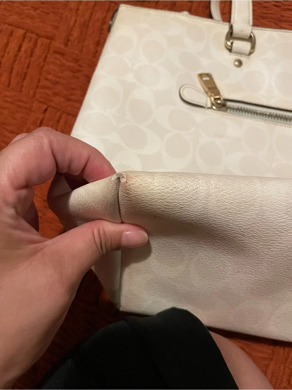 Project! Coach White Signature Tote Bag with Gold Hardware